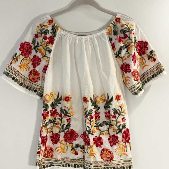 Ana & Rose Boho Embroidered Peasant Blouse | Cottagecore Floral Top Small - Picture 2 of 4